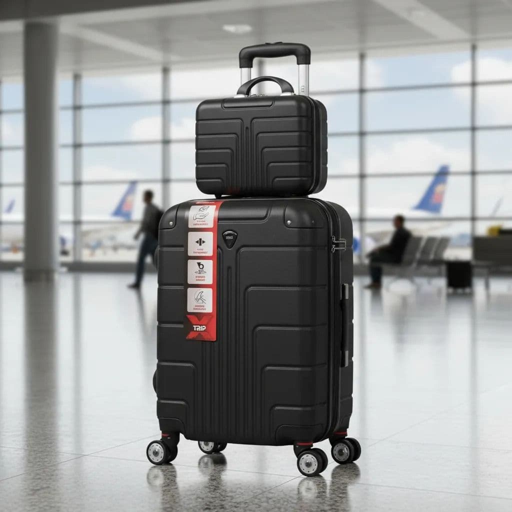 Mala de Bordo + Frasqueira Viagem Rodinhas 360° ABS