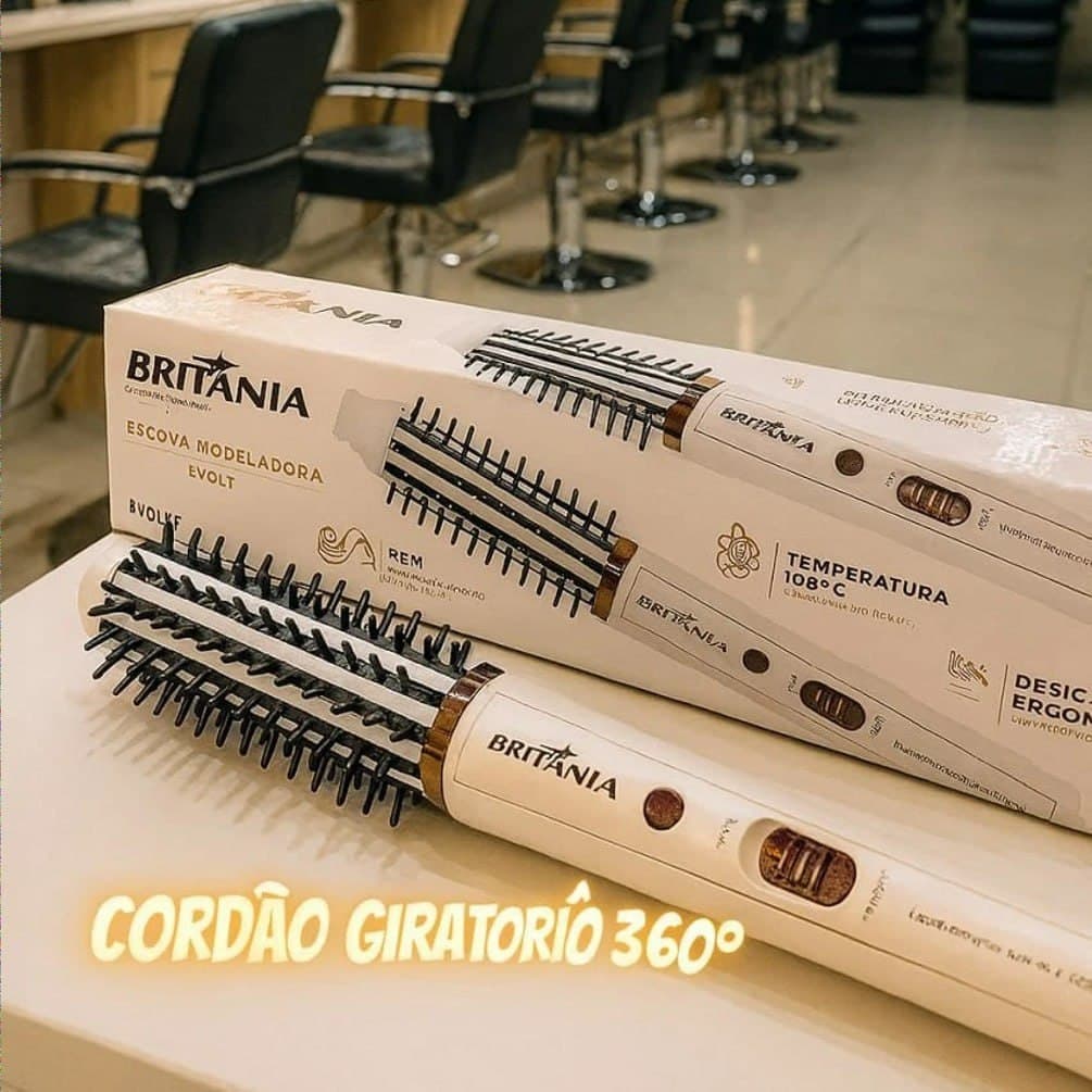 Escova Modeladora Britânia 2 em 1 Branca BEC04 Bivolt