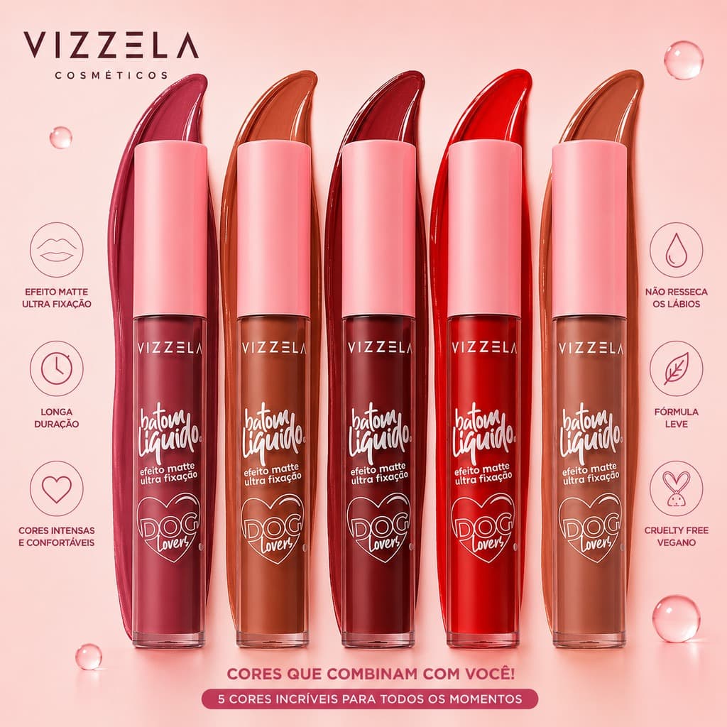 Batom Líquido Matte Vizzela Dog Lovers 3,5g
