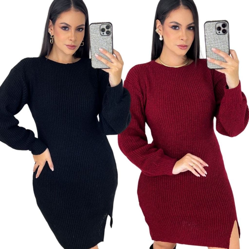 Kit 2 Vestidos Femininos Mousse de Tricot (36-44)
